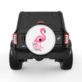 BEAUTIFUL PINK FLAMINGO WHITE TIRE COVER