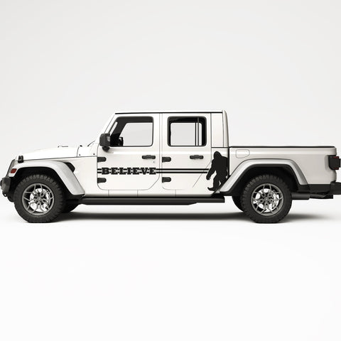 BELIEVE SASQUATCH SIDE GRAPHIC DECAL FITS JEEP GLADIATOR