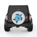 BLUE SEA TURTLE SILVER CARBON FIBER TIRE COVER
