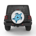 BLUE SEA TURTLE SILVER CARBON FIBER TIRE COVER