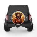 BROWN LABRADOR FALL SILVER CARBON FIBER TIRE COVER
