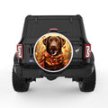 BROWN LABRADOR FALL WHITE TIRE COVER
