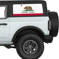 CALIFORNIA STATE FLAG QUARTER WINDOW DECAL FITS 2021+ FORD BRONCO 2 DOOR HARD TOP