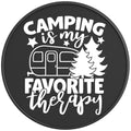 CAMPING IS MY FAVORITE THERAPY PEARL  WHITE CARBON FIBER TIRE COVER