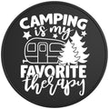 CAMPING IS MY FAVORITE THERAPY BLACK TIRE COVER