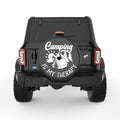 CAMPING IS MY THERAPY BLACK CARBON FIBER TIRE COVER