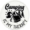 CAMPING IS MY THERAPY PEARL  WHITE CARBON FIBER TIRE COVER