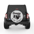 CAMPING IS MY THERAPY SILVER CARBON FIBER TIRE COVER