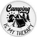 CAMPING IS MY THERAPY WHITE TIRE COVER
