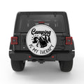 CAMPING IS MY THERAPY SILVER CARBON FIBER TIRE COVER