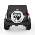 CAMPING IS MY THERAPY PEARL  WHITE CARBON FIBER TIRE COVER
