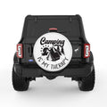 CAMPING IS MY THERAPY WHITE TIRE COVER