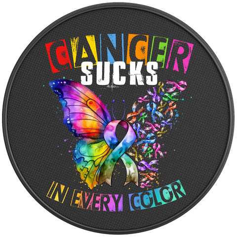 Cancer Sucks In Every Color PEARL  WHITE CARBON FIBER TIRE COVER