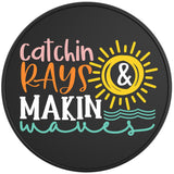 CATCHIN RAYS AND MAKIN WAVES BLACK TIRE COVER