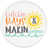 CATCHIN RAYS AND MAKIN WAVES PEARL  WHITE CARBON FIBER TIRE COVER