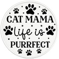 CAT MAMA LIFE IS PURRFECT PEARL  WHITE CARBON FIBER TIRE COVER
