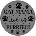 CAT MAMA LIFE IS PURRFECT SILVER CARBON FIBER TIRE COVER