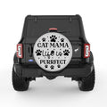CAT MAMA LIFE IS PURRFECT SILVER CARBON FIBER TIRE COVER