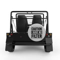 CAUTION I HAVE NO FILTER SILVER CARBON FIBER TIRE COVER FOR MOKE