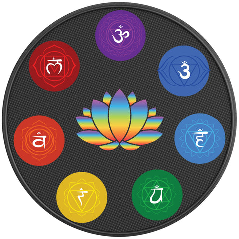 CHAKRAS AROUND LOTUS FLOWER BLACK CARBON FIBER TIRE COVER