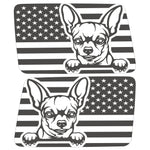 CHIHUAHUA US FLAG QUARTER WINDOW DRIVER & PASSENGER DECALS