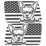 CHIHUAHUA US FLAG QUARTER WINDOW DRIVER & PASSENGER DECALS