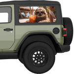 CHILLING SLOTH QUARTER WINDOW DECAL FITS 2018+ JEEP WRANGLER 2 DOOR HARD TOP JL
