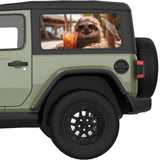 CHILLING SLOTH QUARTER WINDOW DECAL FITS 2018+ JEEP WRANGLER 2 DOOR HARD TOP JL