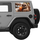 CHILLING SLOTH QUARTER WINDOW DECAL FITS 2018+ JEEP WRANGLER 4 DOOR HARD TOP JLU