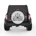 CHOSEN BLESSED FORGIVEN REDEEMED SILVER CARBON FIBER TIRE COVER