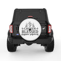 CHOSEN BLESSED FORGIVEN REDEEMED WHITE TIRE COVER