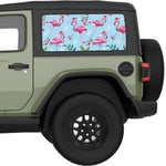 CHRISTMAS FLAMINGOS QUARTER WINDOW DECAL FITS 2018+ JEEP WRANGLER 2 DOOR HARD TOP JL