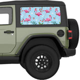 CHRISTMAS FLAMINGOS QUARTER WINDOW DECAL FITS 2018+ JEEP WRANGLER 2 DOOR HARD TOP JL