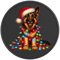 CHRISTMAS GERMAN SHEPHERD BLACK CARBON FIBER TIRE COVER