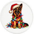 CHRISTMAS GERMAN SHEPHERD PEARL  WHITE CARBON FIBER TIRE COVER