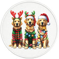 CHRISTMAS GOLDEN RETRIEVER PEARL  WHITE CARBON FIBER TIRE COVER