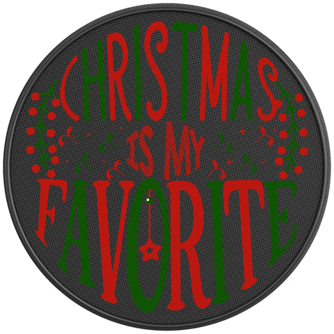 CHRISTMAS IS MY FAVORITE BLACK CARBON FIBER TIRE COVER