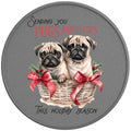 CHRISTMAS PUGS AND HUGS SILVER CARBON FIBER TIRE COVER