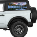 CLOUDY MOUNTAINS LANDSCAPE QUARTER WINDOW DECAL FITS 2021+ FORD BRONCO 2 DOOR HARD TOP
