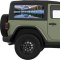 CLOUDY MOUNTAINS LANDSCAPE QUARTER WINDOW DECAL FITS 2011-2018 JEEP WRANGLER 2 DOOR HARD TOP JK
