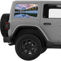 CLOUDY MOUNTAINS LANDSCAPE QUARTER WINDOW DECAL FITS 2011-2018 JEEP WRANGLER 4 DOOR HARD TOP JKU