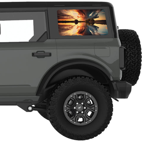 CLOUDY REFLECTION SUNSET QUARTER WINDOW DECAL FITS 2021+ FORD BRONCO 4 DOOR HARD TOP