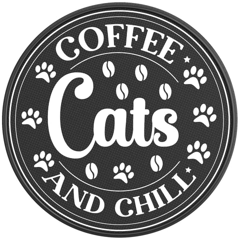 COFFEE CATS AND CHILL BLACK CARBON FIBER TIRE COVER