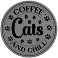 COFFEE CATS AND CHILL SILVER CARBON FIBER TIRE COVER