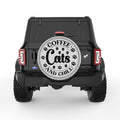 COFFEE CATS AND CHILL SILVER CARBON FIBER TIRE COVER