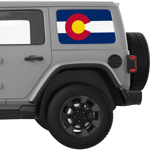 COLORADO STATE FLAG QUARTER WINDOW DECAL FITS 2018+ JEEP WRANGLER 4 DOOR HARD TOP JLU