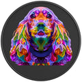 COLORFUL COCKER SPANIEL BLACK CARBON FIBER TIRE COVER