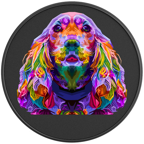 COLORFUL COCKER SPANIEL BLACK CARBON FIBER TIRE COVER