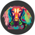 COLORFUL DACHSHUND PEARL  WHITE CARBON FIBER TIRE COVER