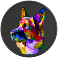 COLORFUL GERMAN SHEPHERD BLACK CARBON FIBER TIRE COVER
